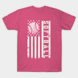 Softball American Flag T-Shirt